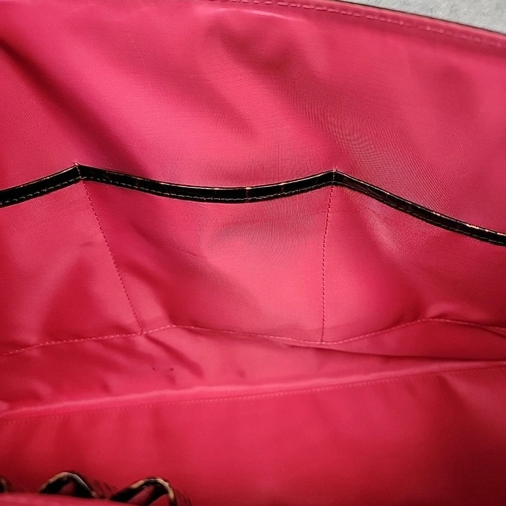 Vintage NORDSTROM Large Croco Embossed Leather Purse Hand Bag‎ Wine Gold Studded